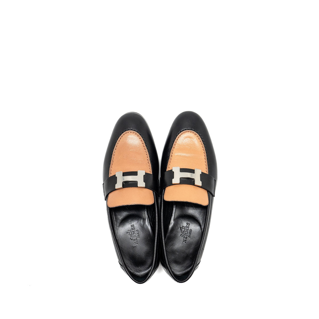 HERMES MOCASSIN FEMME PARIS LOAFER BLACK/ROSE SHW