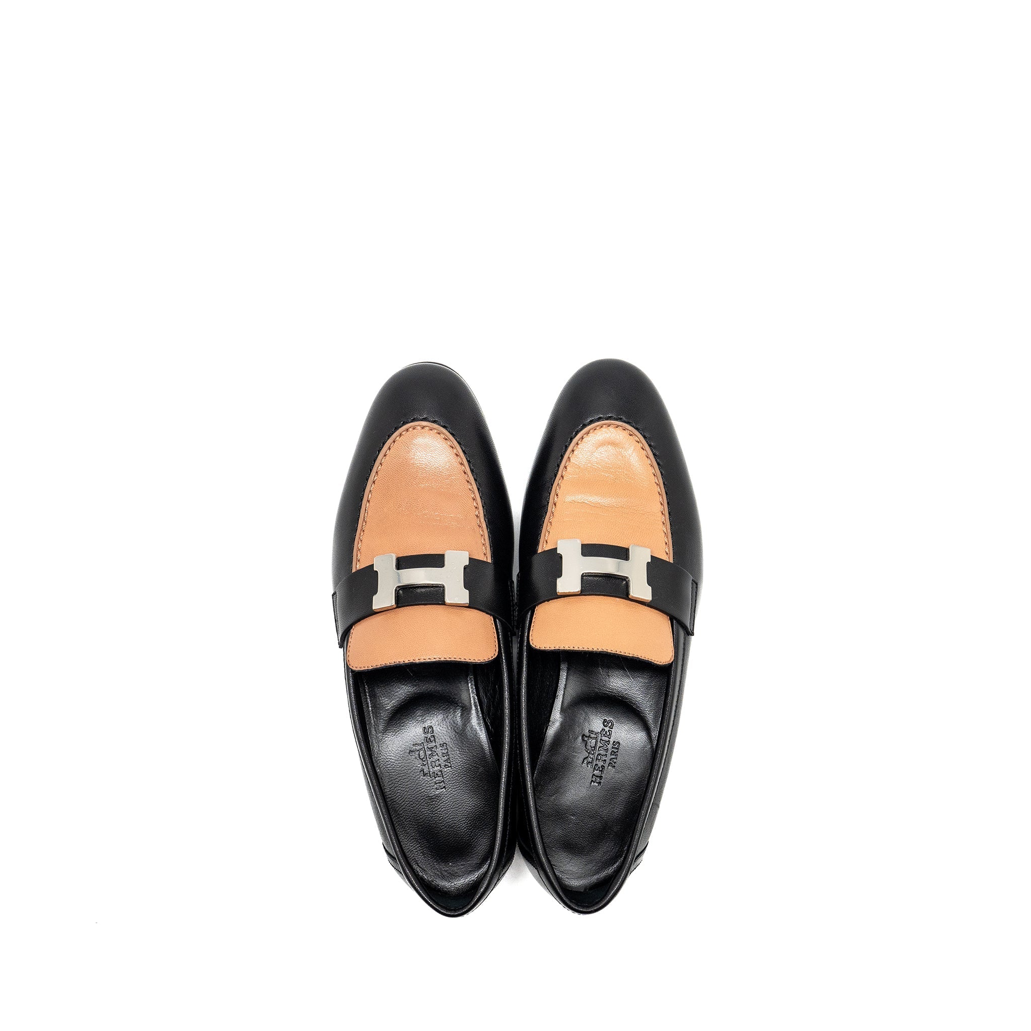 HERMES MOCASSIN FEMME PARIS LOAFER BLACK/ROSE SHW