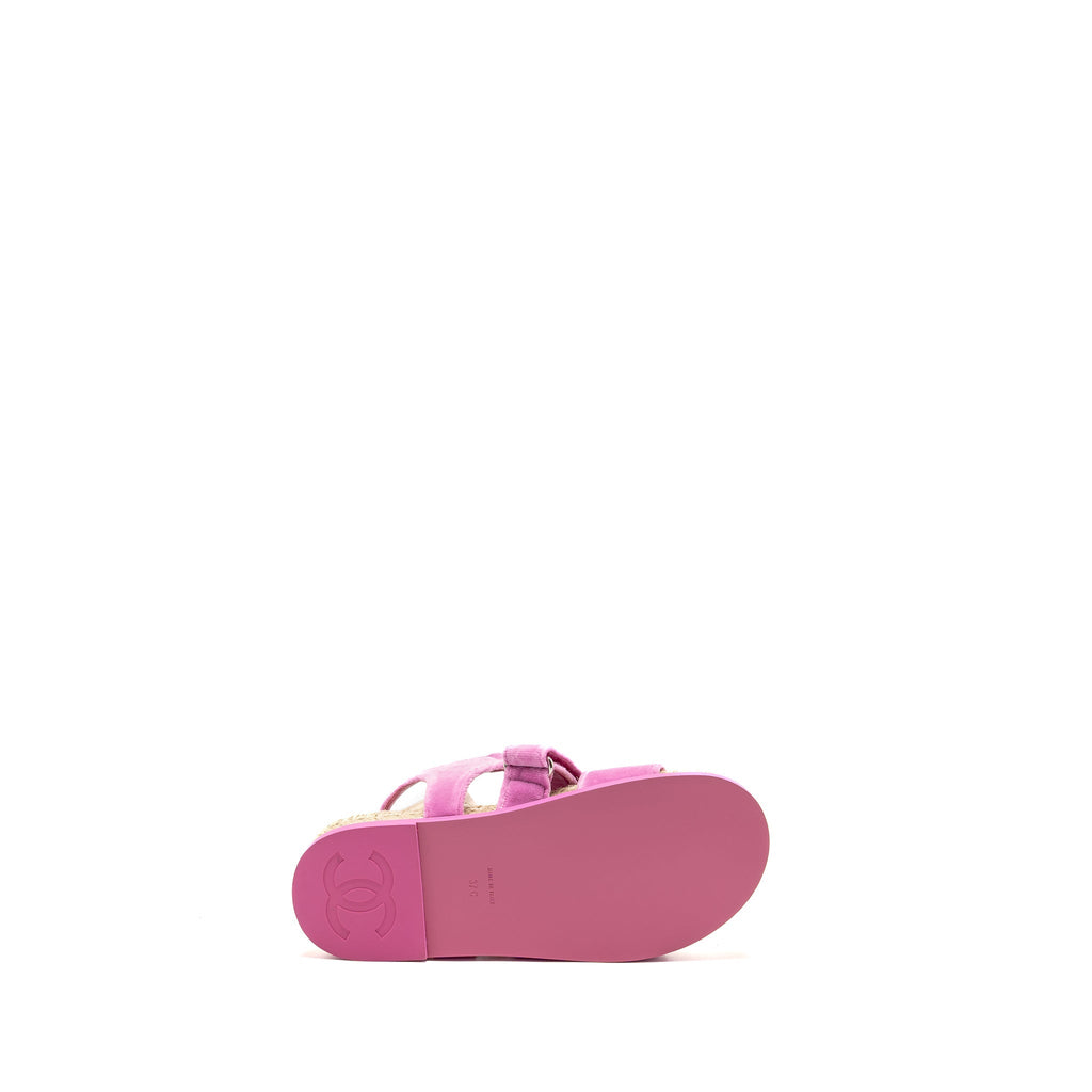 CHANEL DAD SANDALS VELVET/ESPADRILLE/LEATHER PINK SHW