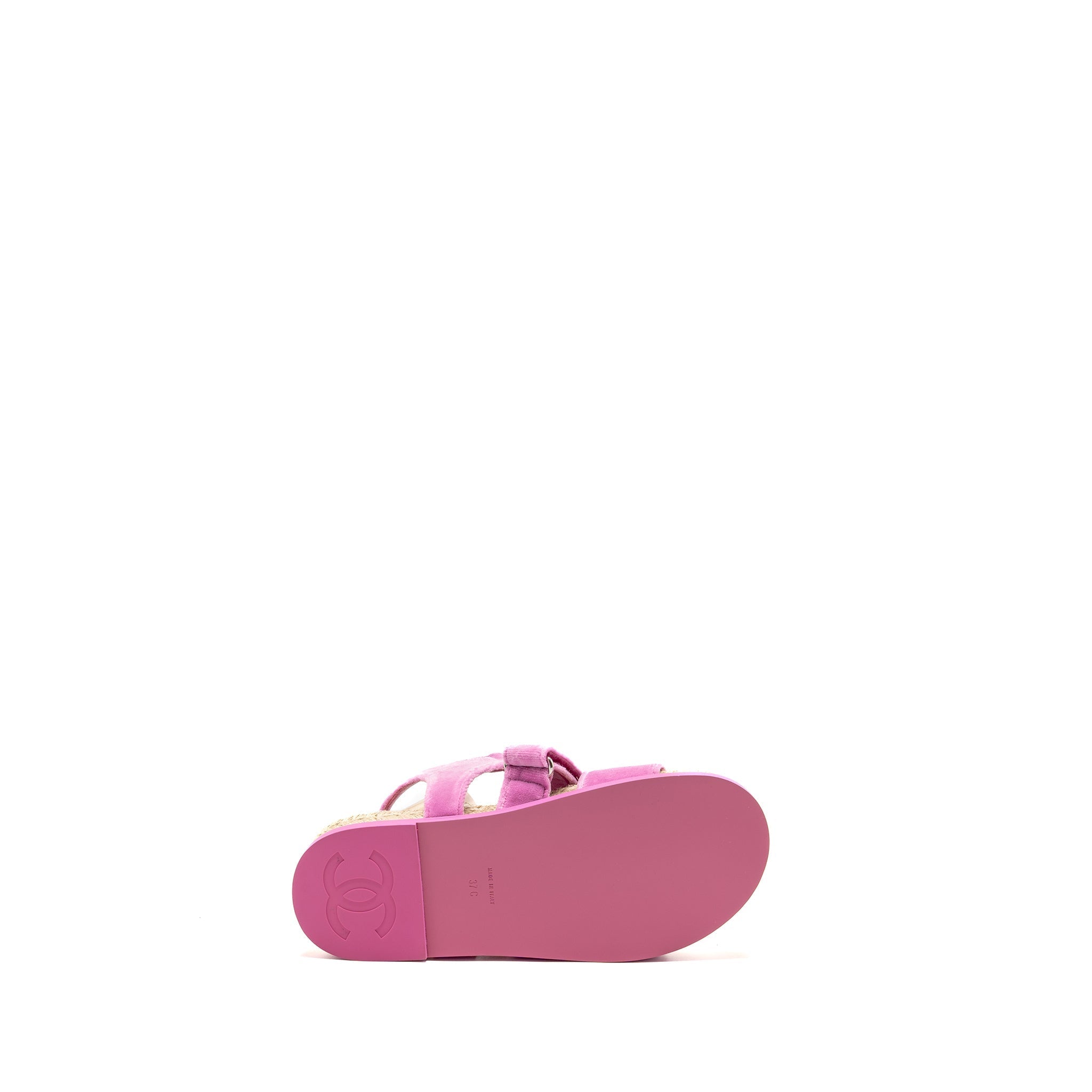 CHANEL DAD SANDALS VELVET/ESPADRILLE/LEATHER PINK SHW
