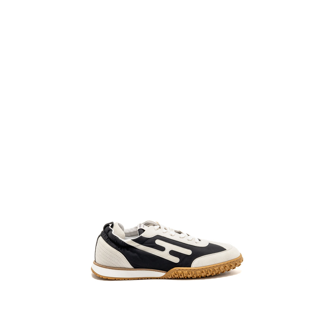 HERMES FEMME JET SNEAKER TECHNICAL CANVAS/SUEDE GOATSKIN NOIR/BLANC