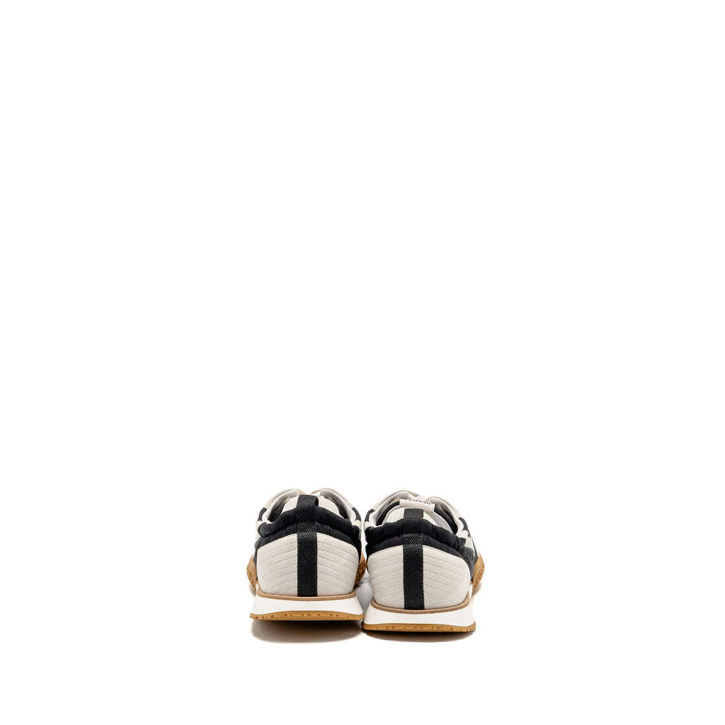 HERMES FEMME JET SNEAKER TECHNICAL CANVAS/SUEDE GOATSKIN NOIR/BLANC