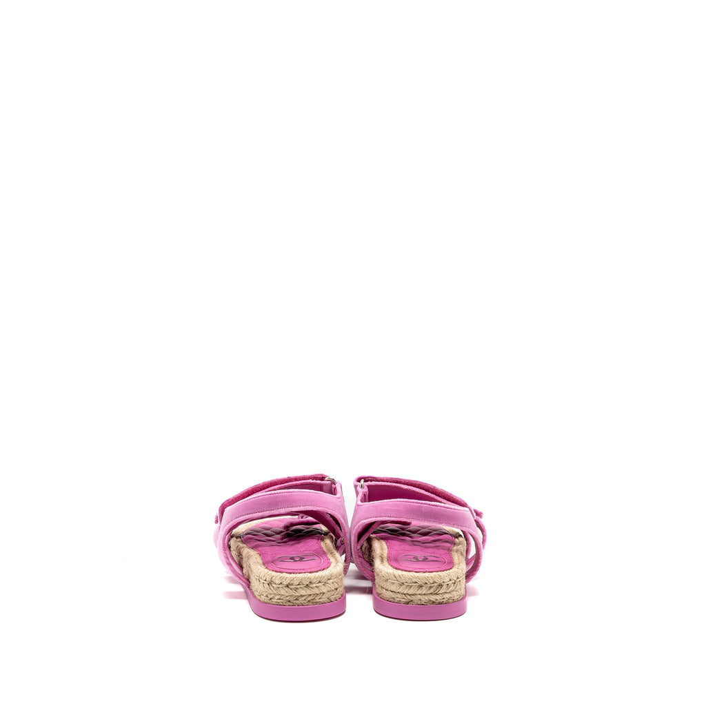 CHANEL DAD SANDALS VELVET/ESPADRILLE/LEATHER PINK SHW