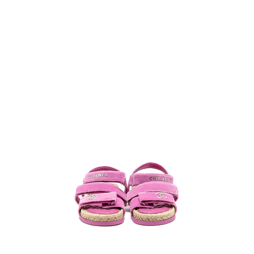 CHANEL DAD SANDALS VELVET/ESPADRILLE/LEATHER PINK SHW