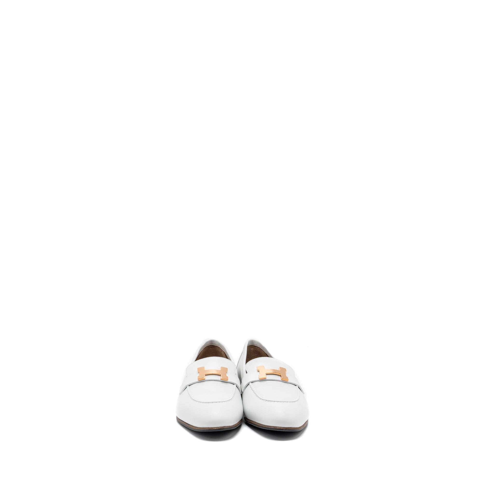 HERMES PARIS LOAFER CALFSKIN WHITE RGHW