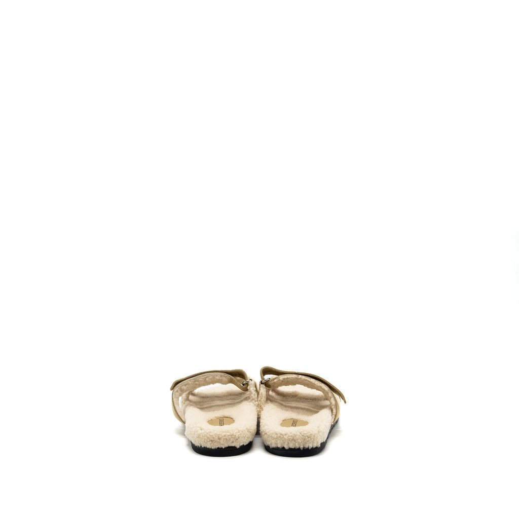 HERMES CHYPRE SANDALS CHÈVRE VELOURS BEIGE ALBATRE