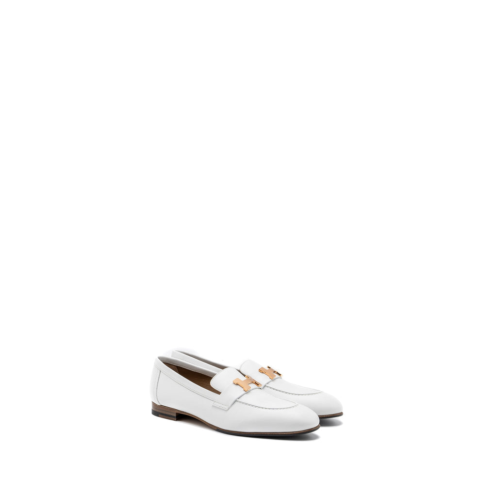 HERMES PARIS LOAFER CALFSKIN WHITE RGHW