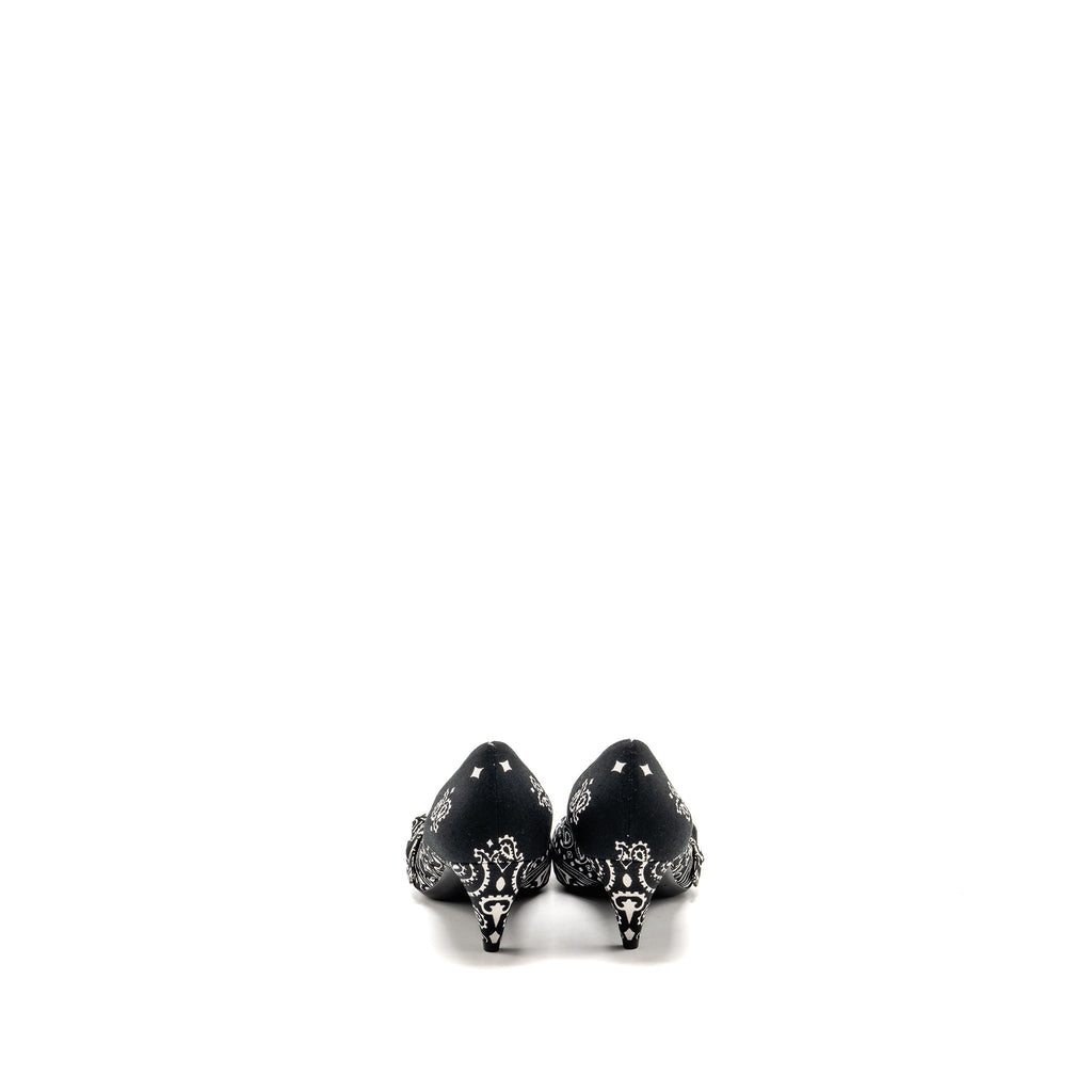 SAINT LAURENT/YSL KITTEN HEEL PUMPS LEATHER/FABRIC BLACK/WHITE