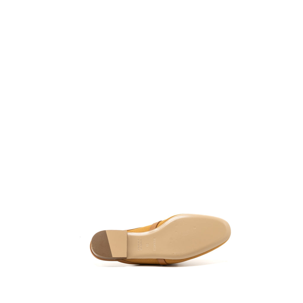 HERMES OZ MULE CALFSKIN / COTTON CANVAS NATURAL / BEIGE DORE SHW