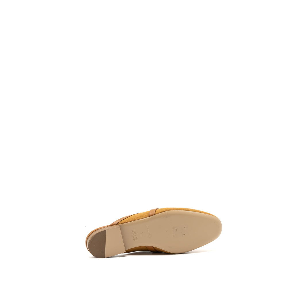 HERMES OZ MULE CALFSKIN / COTTON CANVAS NATURAL / BEIGE DORE SHW