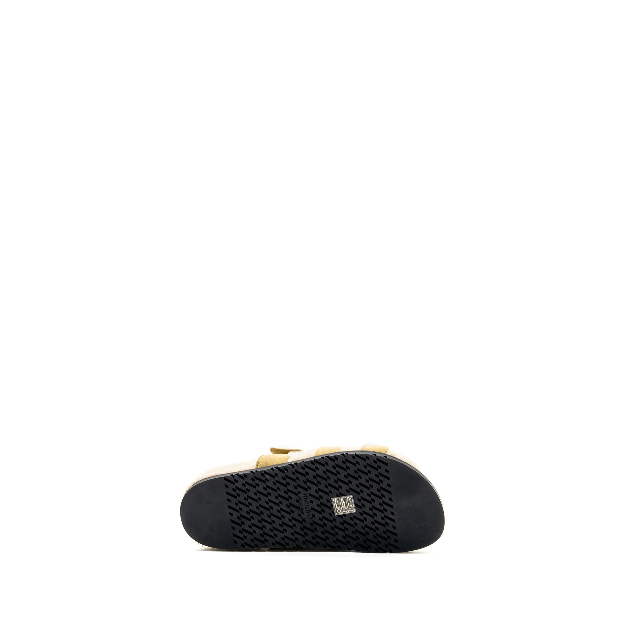 HERMES CHYPRE SANDALS CHÈVRE VELOURS BEIGE ALBATRE