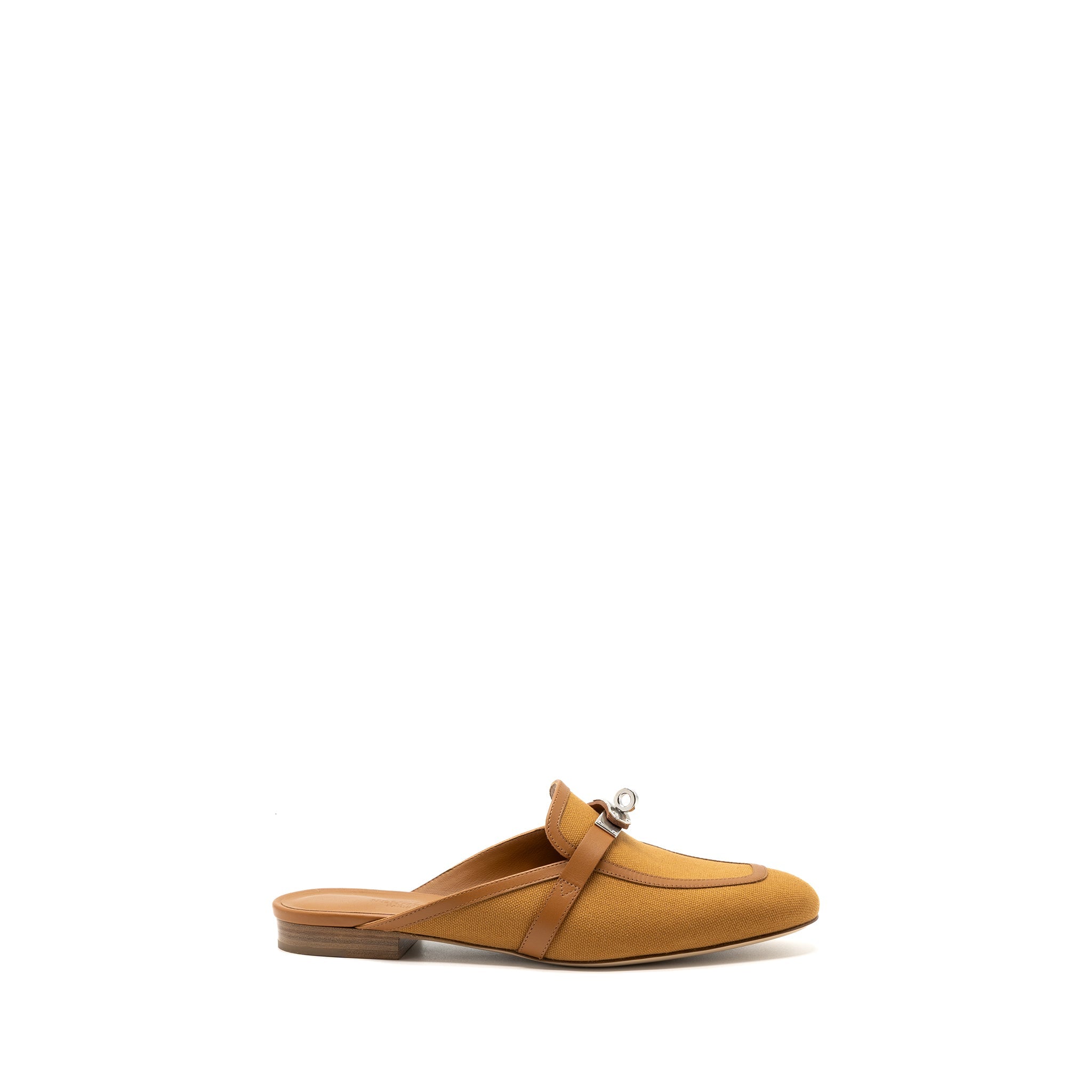 HERMES OZ MULE CALFSKIN / COTTON CANVAS NATURAL / BEIGE DORE SHW