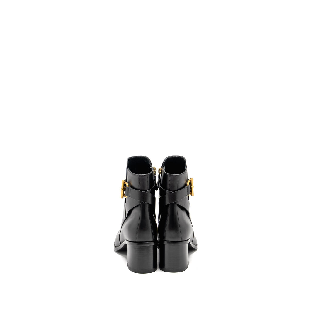 HERMES JILL ANKLE BOOT CALFSKIN BLACK GHW
