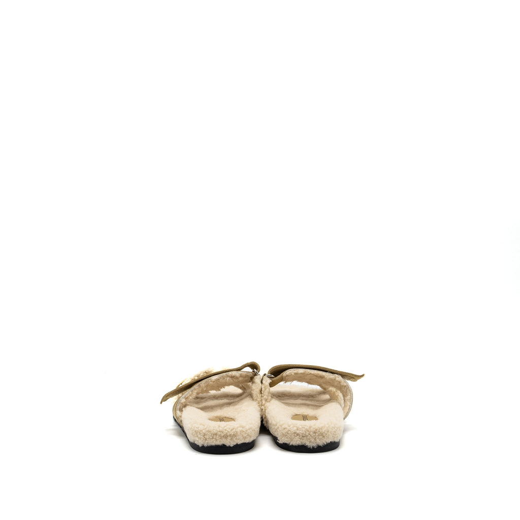 HERMES CHYPRE SANDALS CHÈVRE VELOURS BEIGE ALBATRE