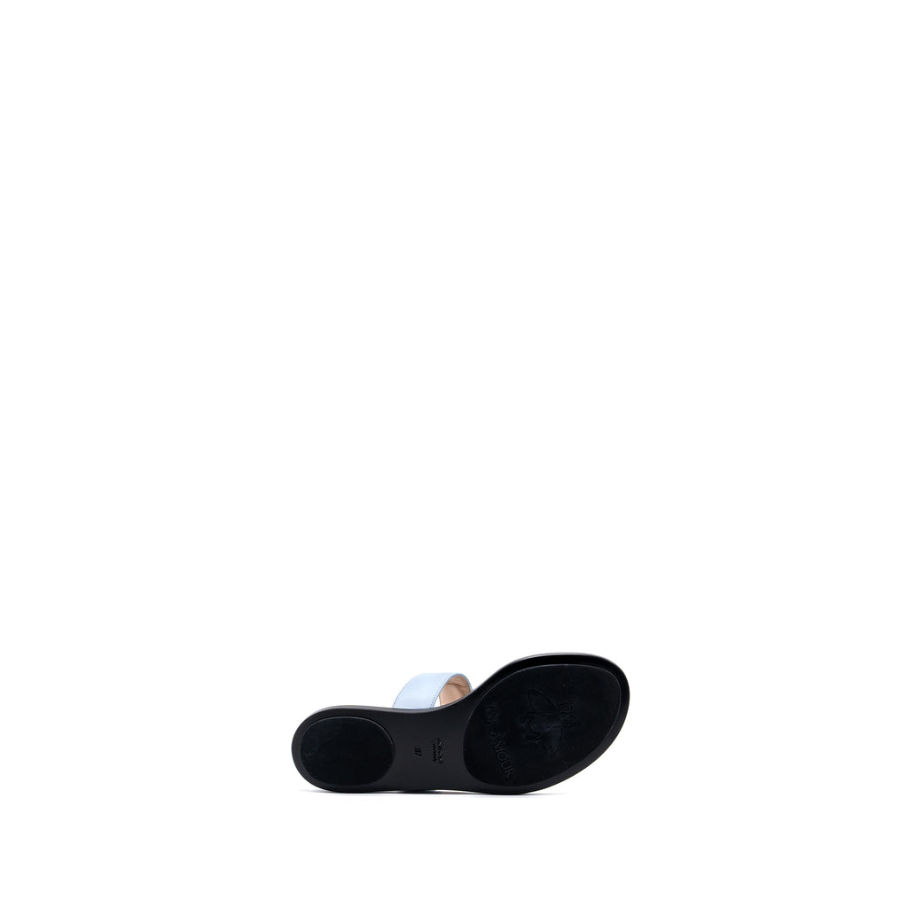 GUCCI LEATHER THONG SANDAL WITH DOUBLE G LEATHER LIGHT BLUE SHW