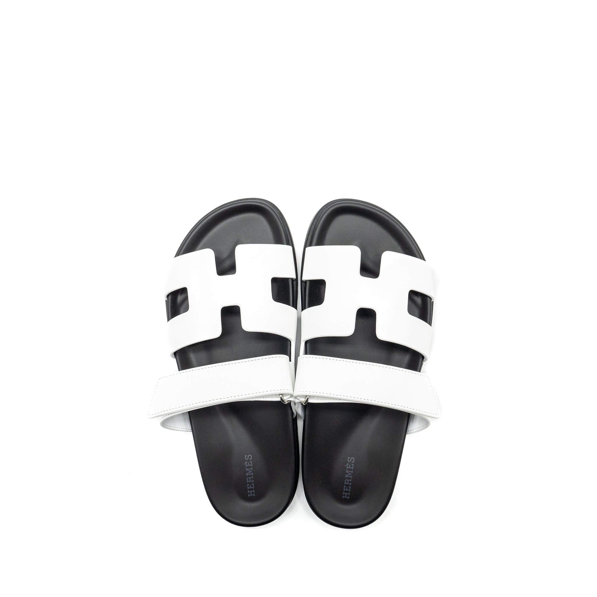 HERMES CHYPRE SANDALS WHITE/BLACK