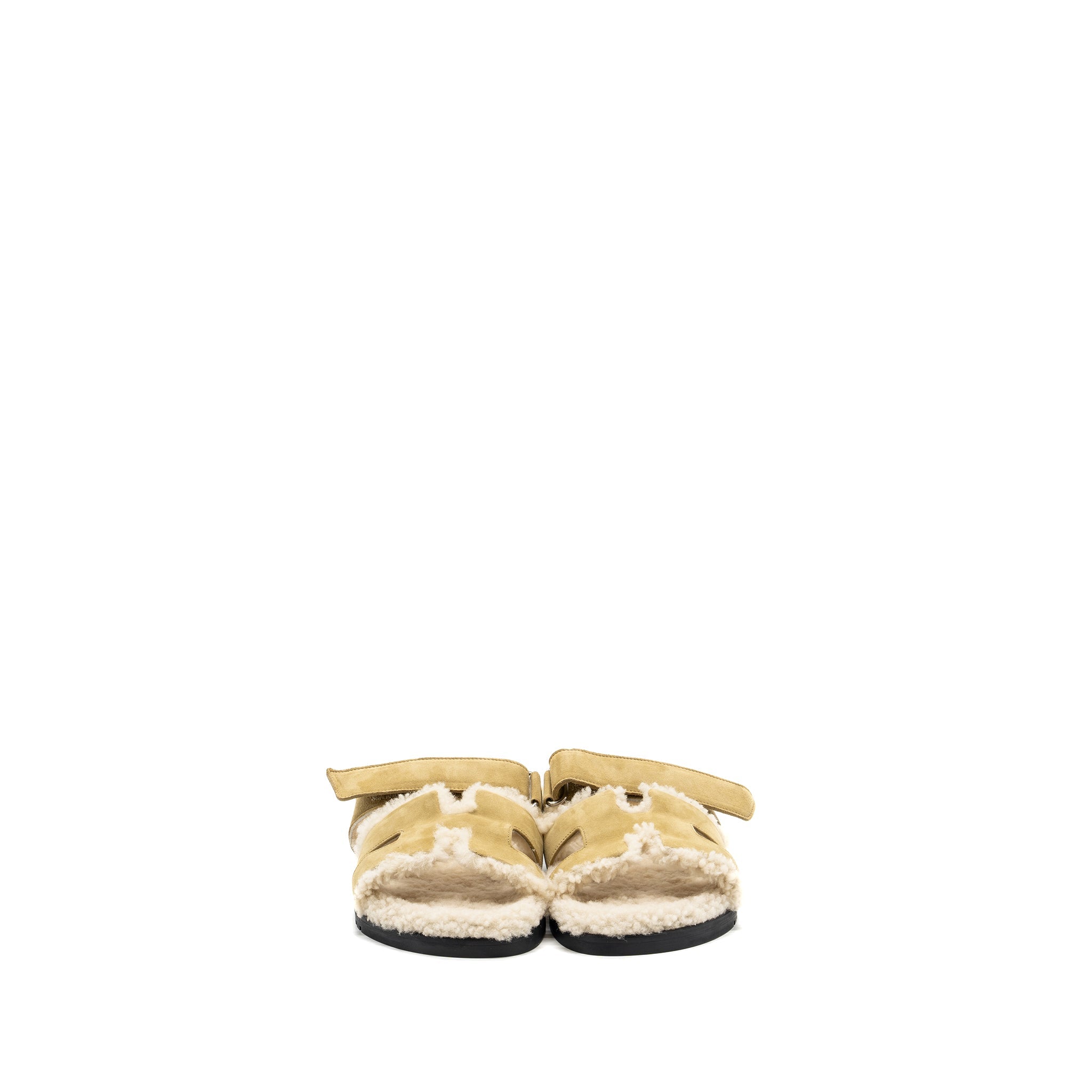 HERMES CHYPRE SANDALS CHÈVRE VELOURS BEIGE ALBATRE