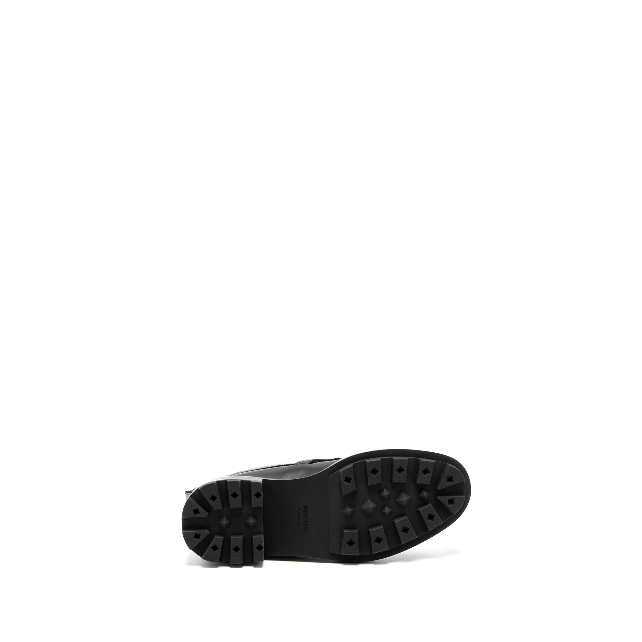 HERMES FUNK ANKLE BOOT GLAZED CALFSKIN BLACK SHW