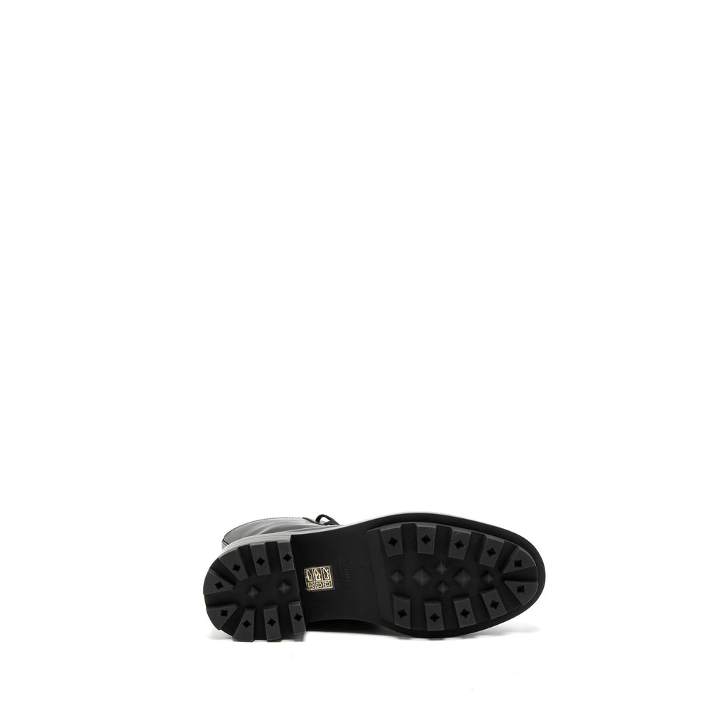 HERMES FUNK ANKLE BOOT GLAZED CALFSKIN BLACK SHW