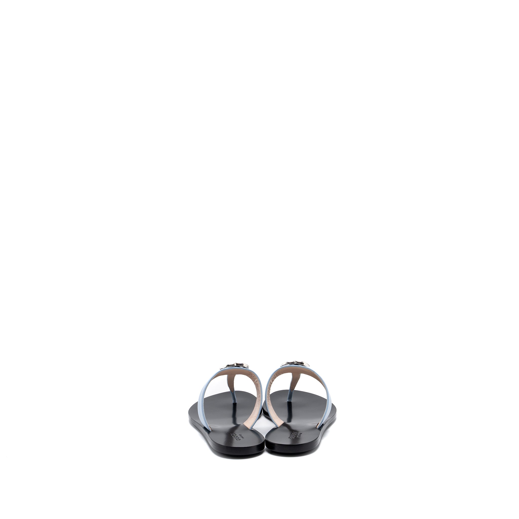 GUCCI LEATHER THONG SANDAL WITH DOUBLE G LEATHER LIGHT BLUE SHW