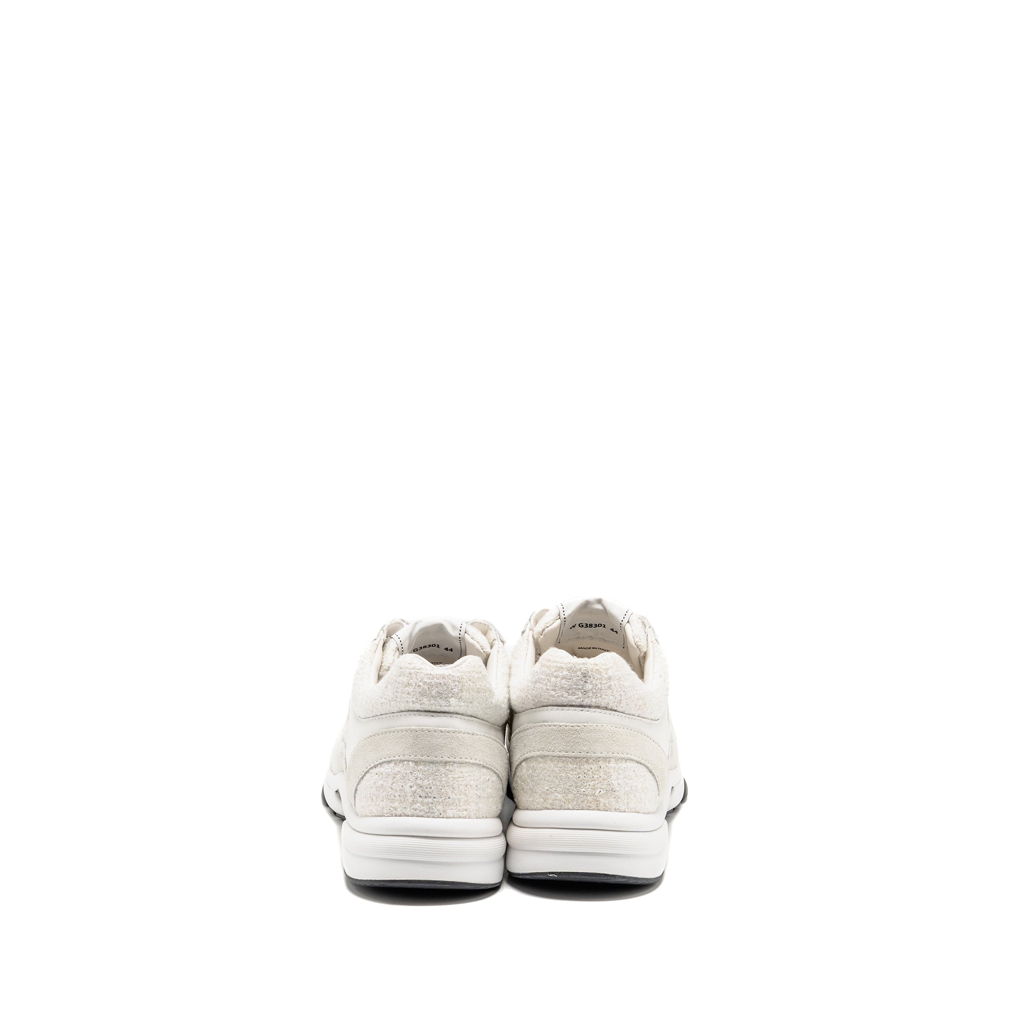 CHANEL CC LOGO SNEAKERS SUEDE LEATHER / TWEED WHITE