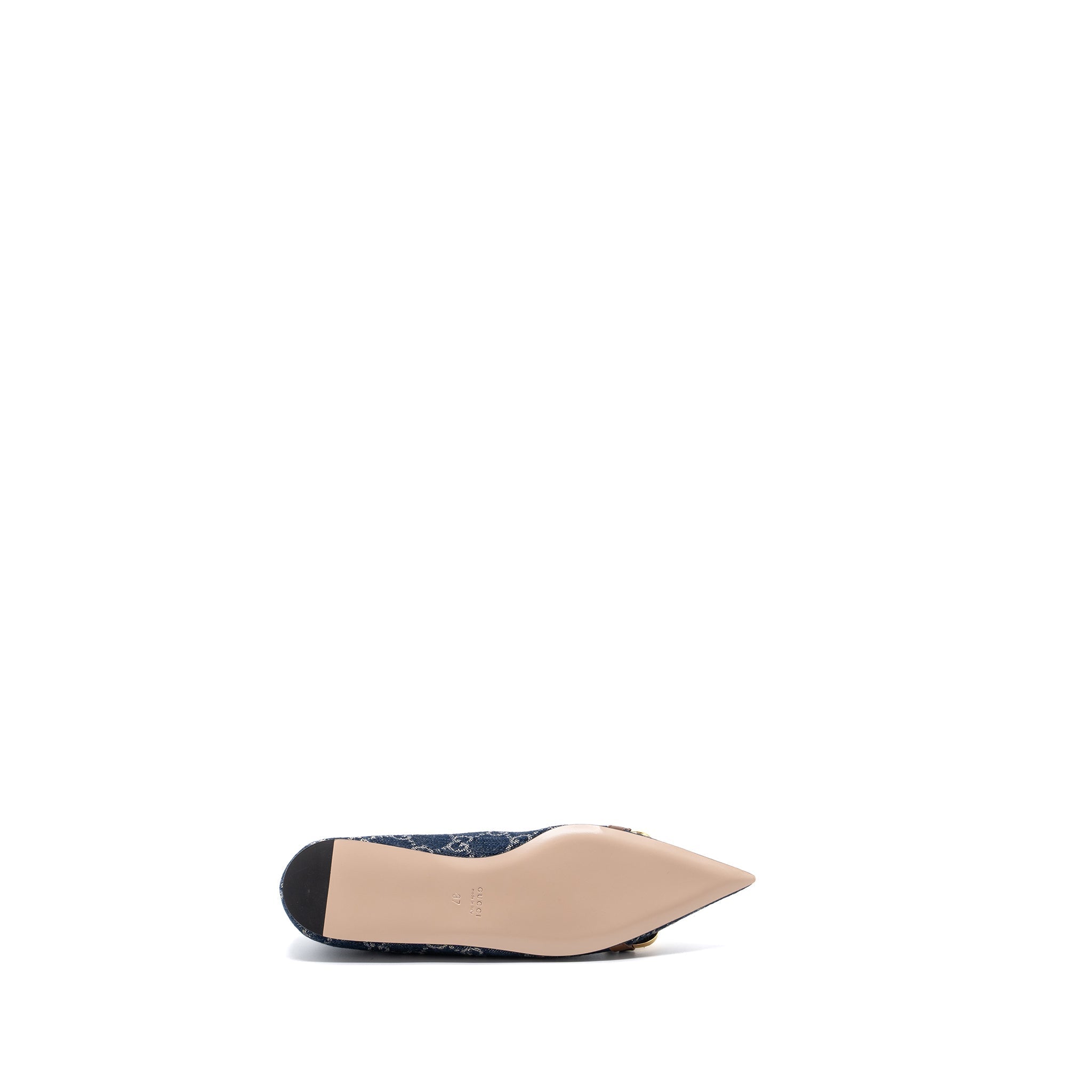 GUCCI GG HORSEBIT BALLERINA SHOES GG SUPREME DENIM GHW