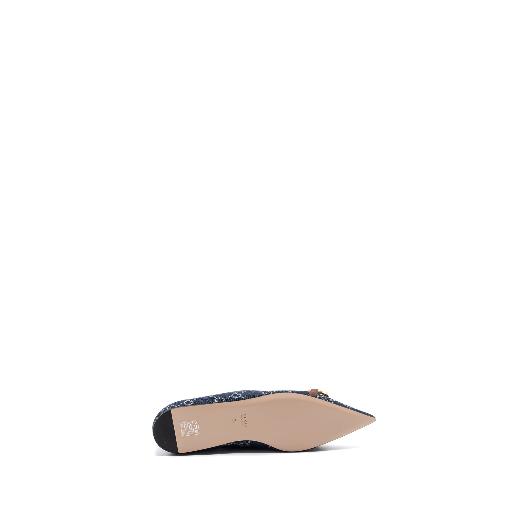 GUCCI GG HORSEBIT BALLERINA SHOES GG SUPREME DENIM GHW
