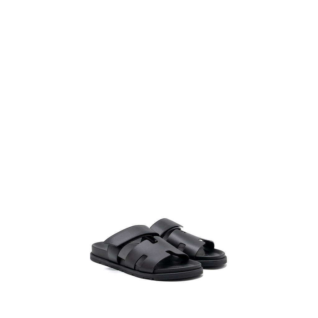 HERMES CHYPRE SANDALS CALFSKIN BLACK