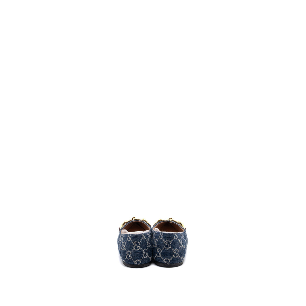 GUCCI GG HORSEBIT BALLERINA SHOES GG SUPREME DENIM GHW