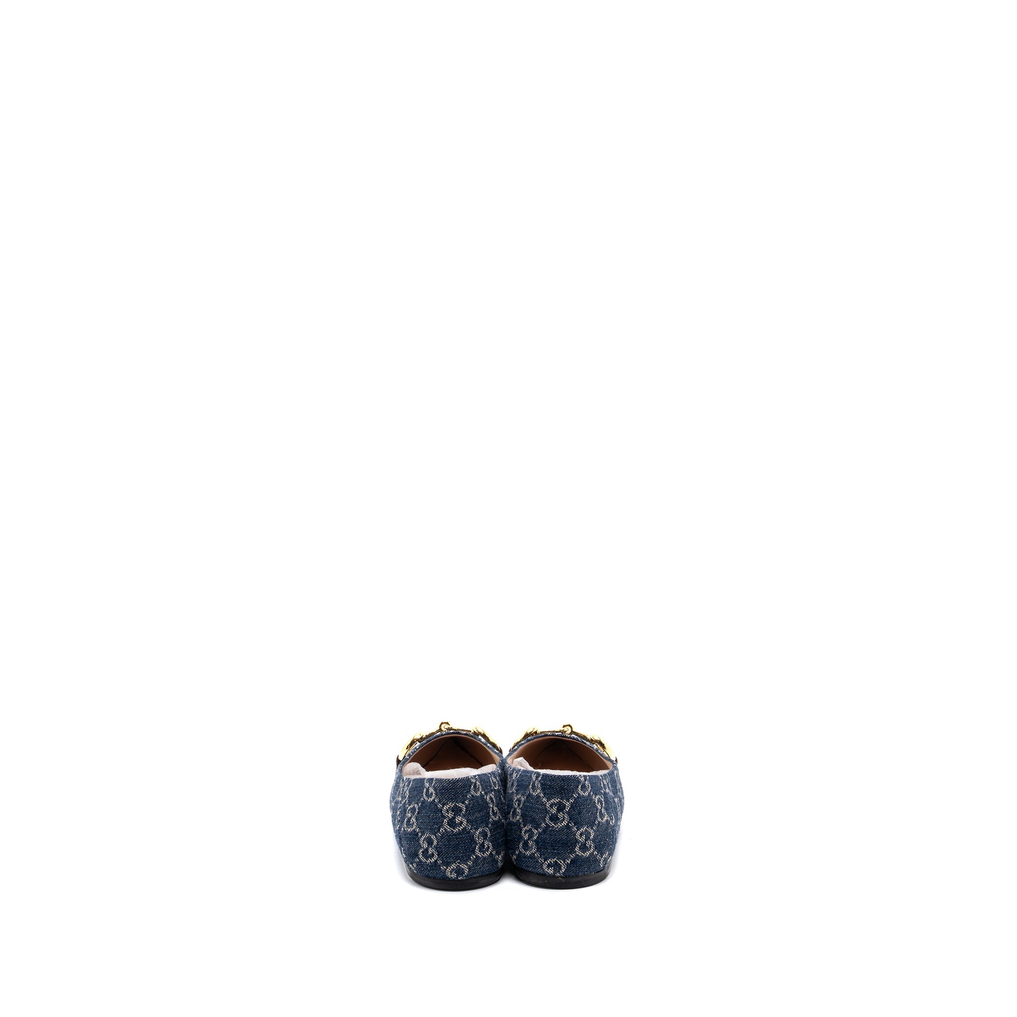 GUCCI GG HORSEBIT BALLERINA SHOES GG SUPREME DENIM GHW