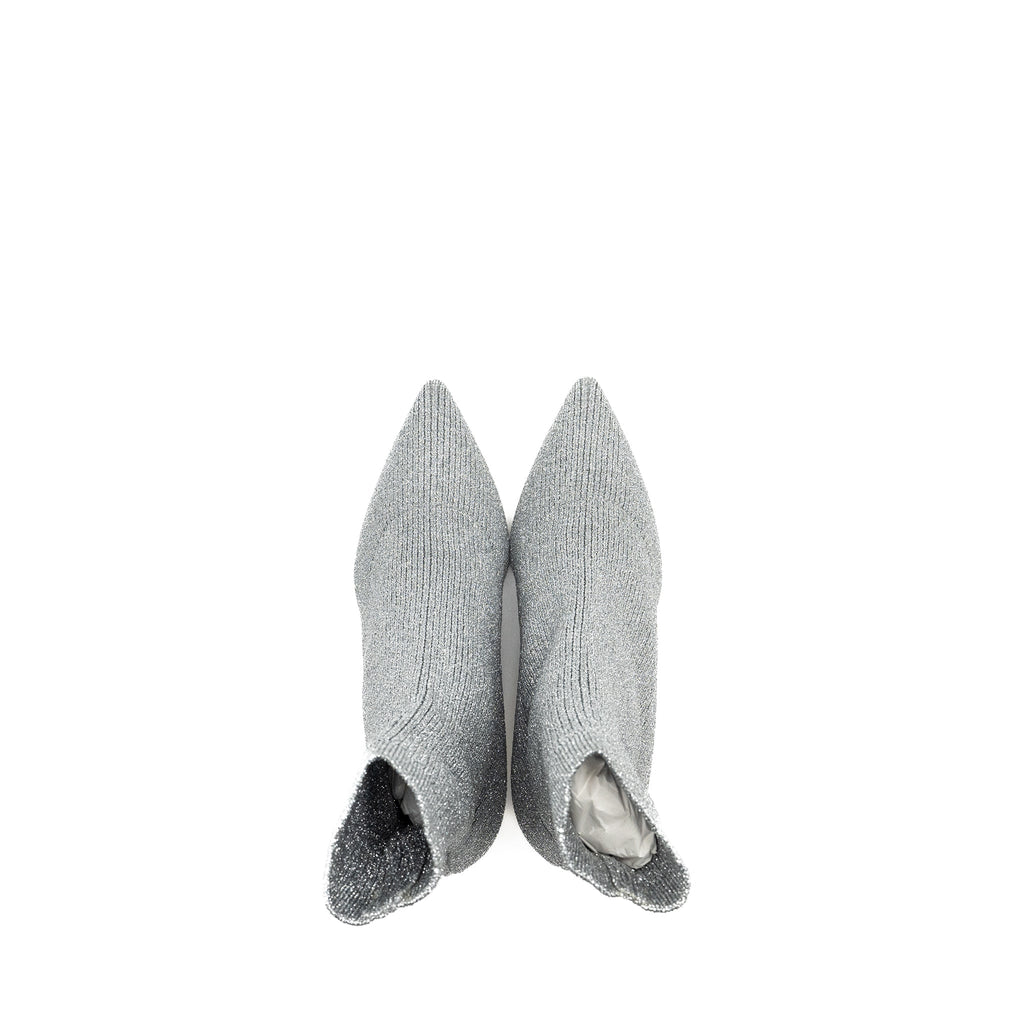 MIU MIU GLITTER SOCK BOOTS SILVER