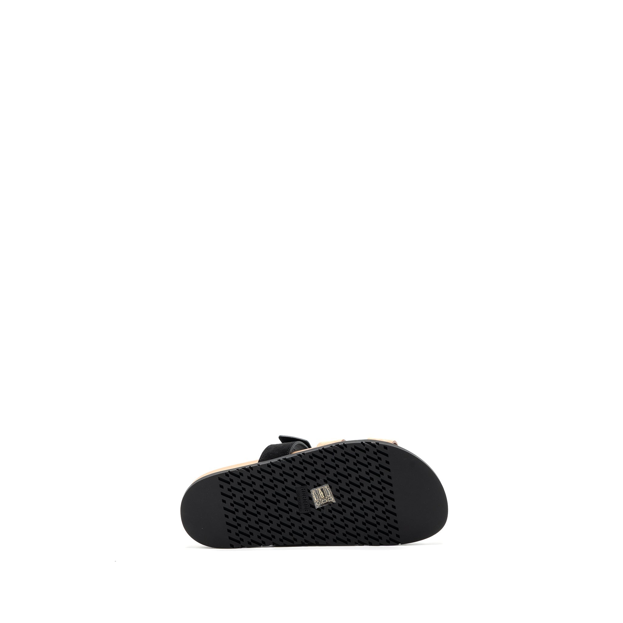 HERMES CHYPRE SANDAL SUEDE LEATHER ROSE PERLE / BLACK