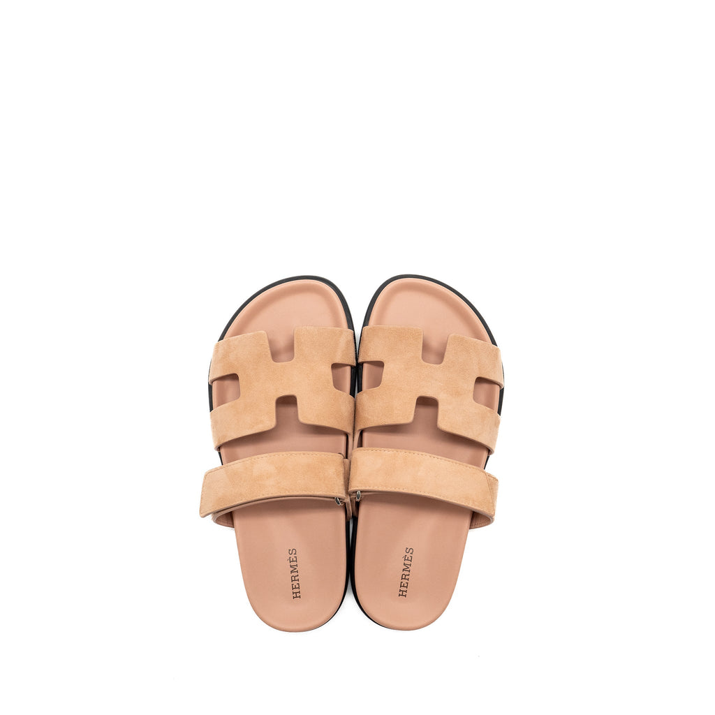 HERMES CHYPRE SANDALS CHÈVRE GOATSKIN / SUEDE NUDE
