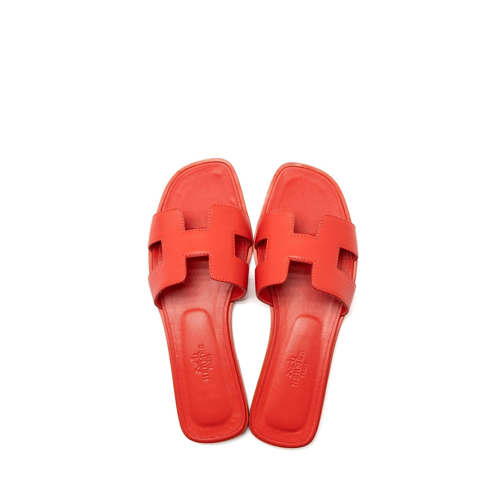 HERMES ORAN SANDALS BOX RED