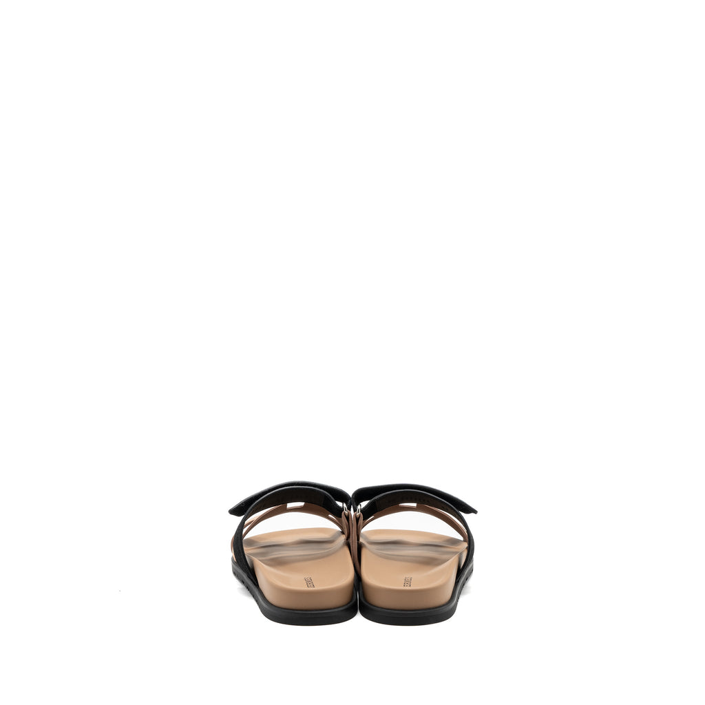 HERMES CHYPRE SANDAL SUEDE LEATHER ROSE PERLE / BLACK