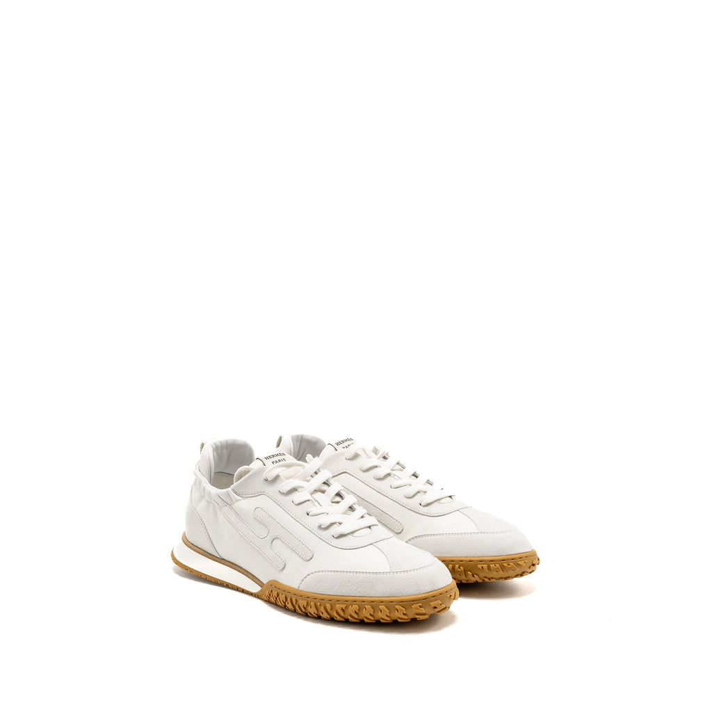 HERMES JET SNEAKER NAPPA/SUEDE GOATSKIN BLANC