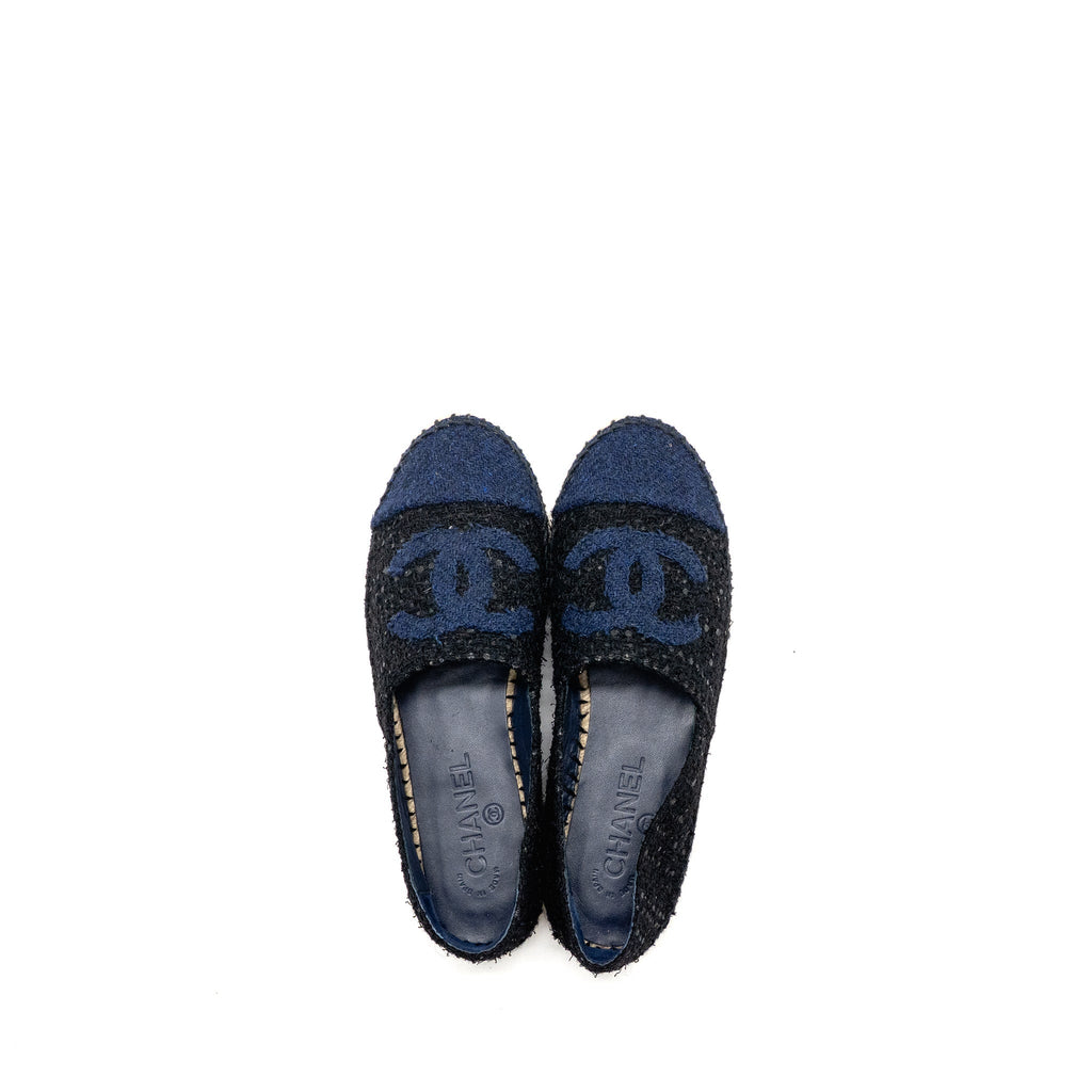 CHANEL ESPADRILLES TWEED/COTTON DARK BLUE/BLACK/MULTICOLOUR