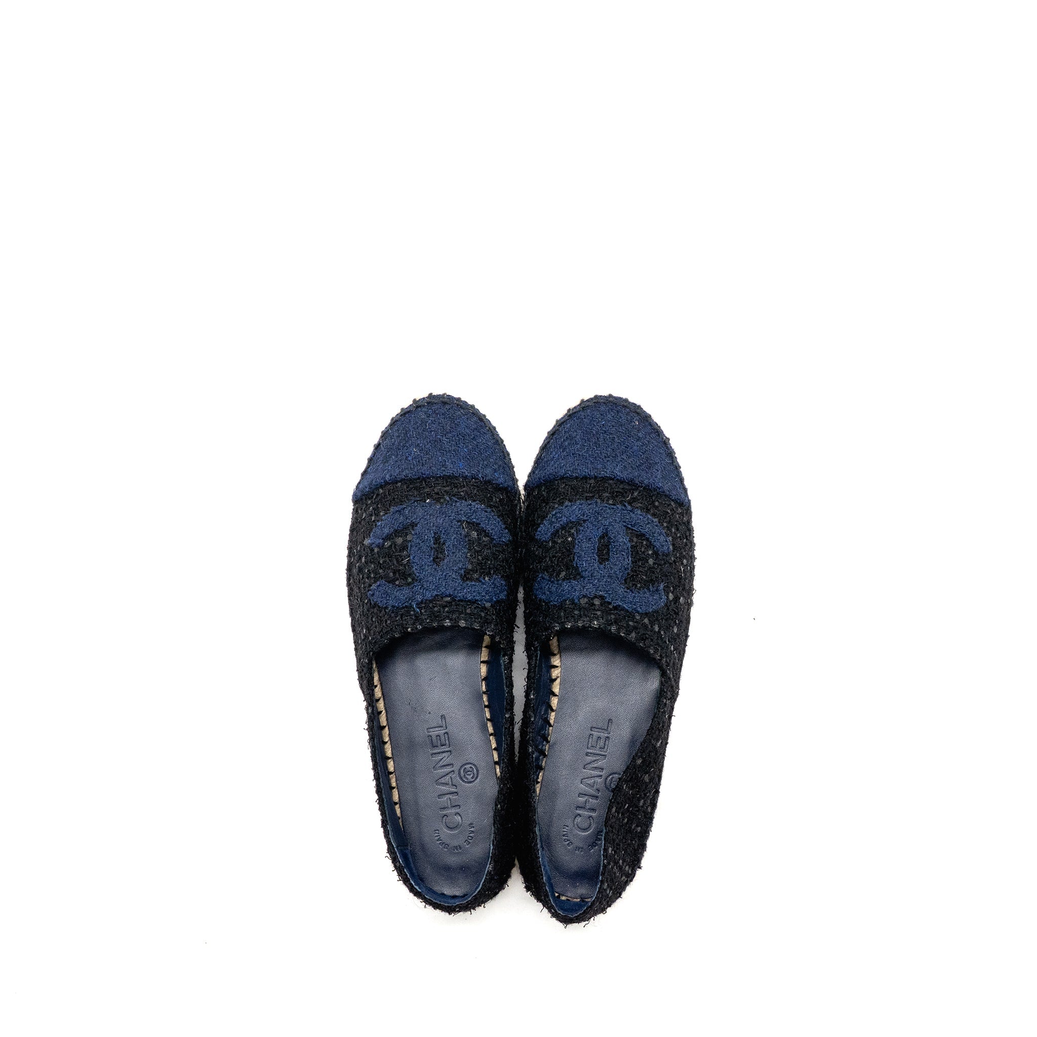 CHANEL ESPADRILLES TWEED/COTTON DARK BLUE/BLACK/MULTICOLOUR