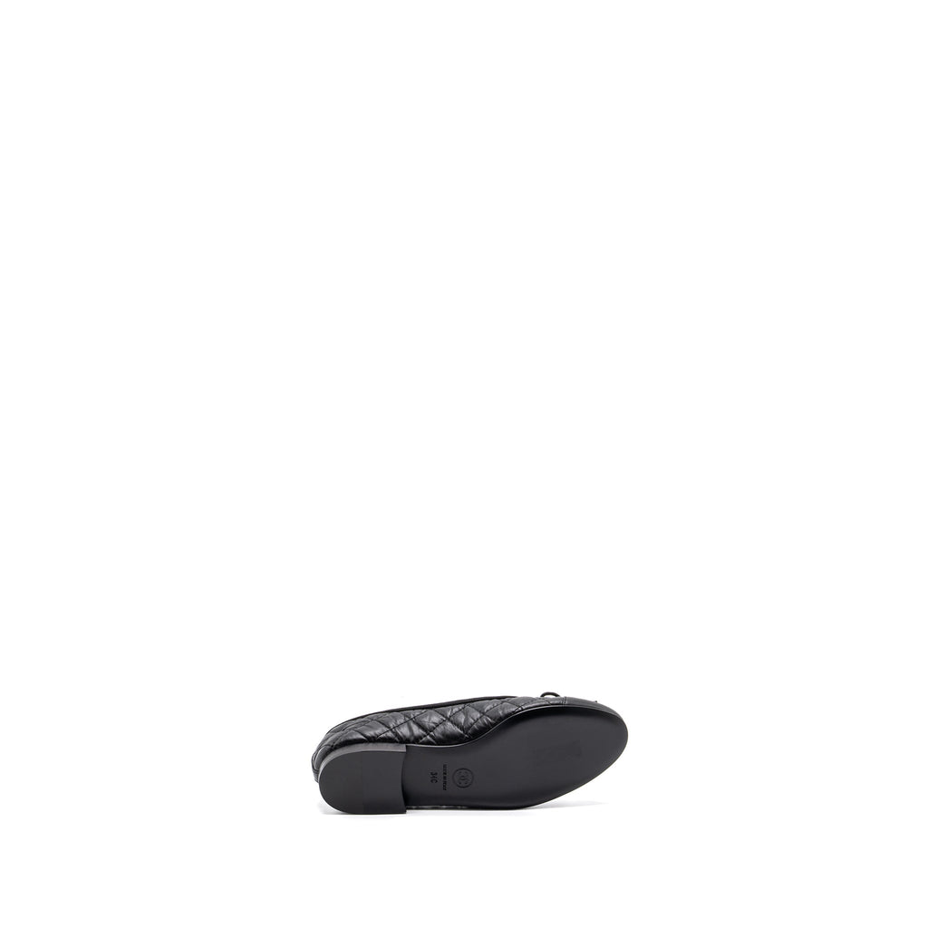 CHANEL BALLERINA QUILTED FLAT SHOES CALFSKIN BLACK
