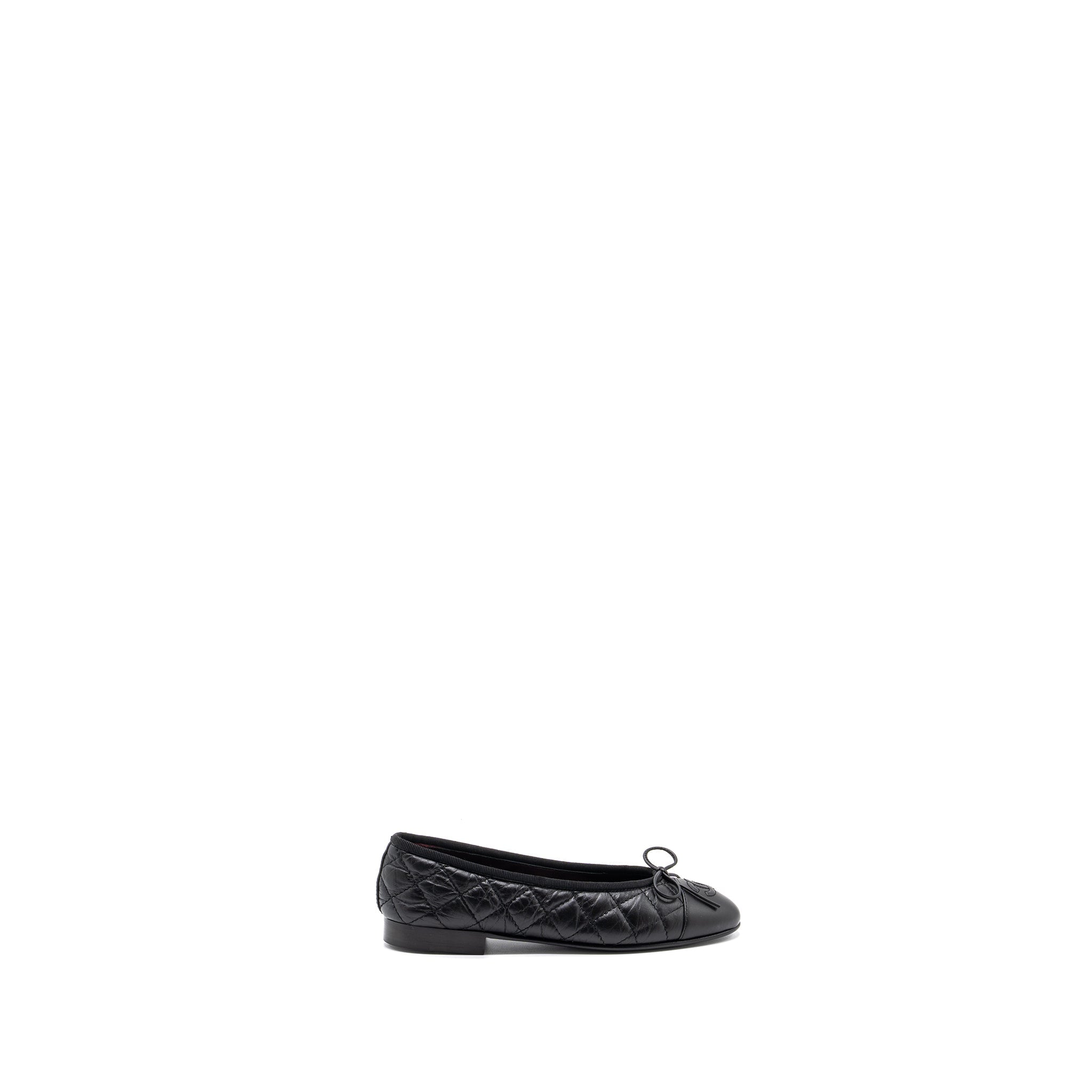CHANEL BALLERINA QUILTED FLAT SHOES CALFSKIN BLACK