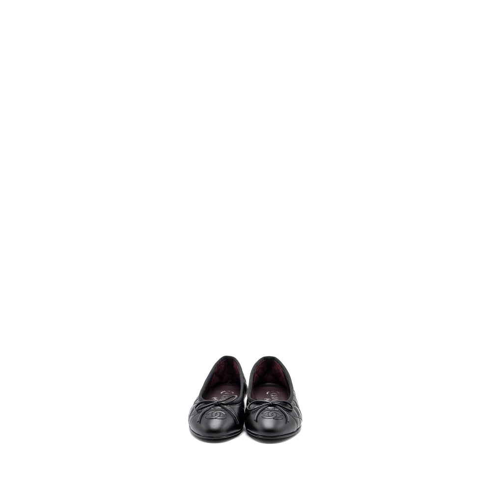 CHANEL BALLERINA QUILTED FLAT SHOES CALFSKIN BLACK