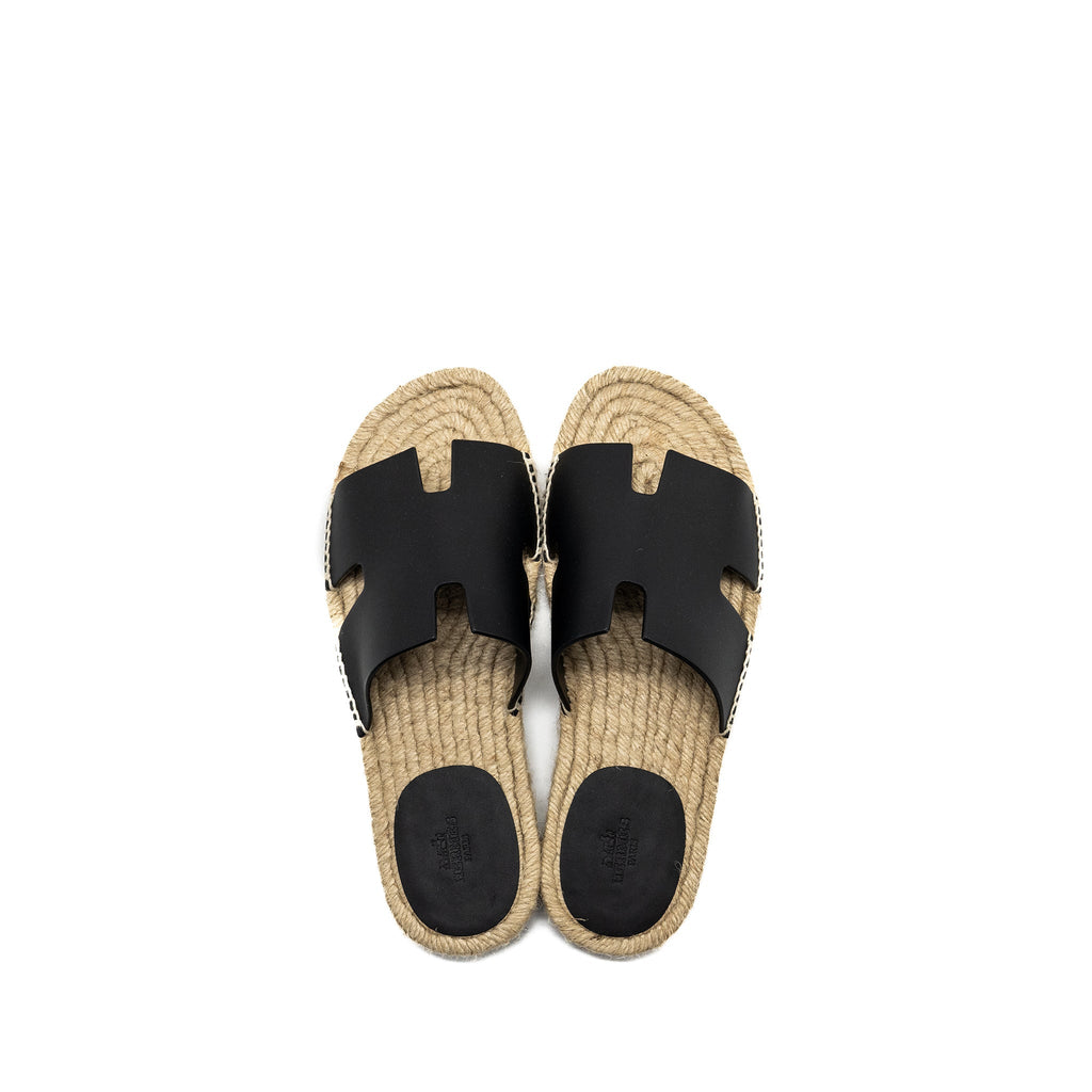 HERMES ANTIGUA ESPADRILLE CALFSKIN BLACK