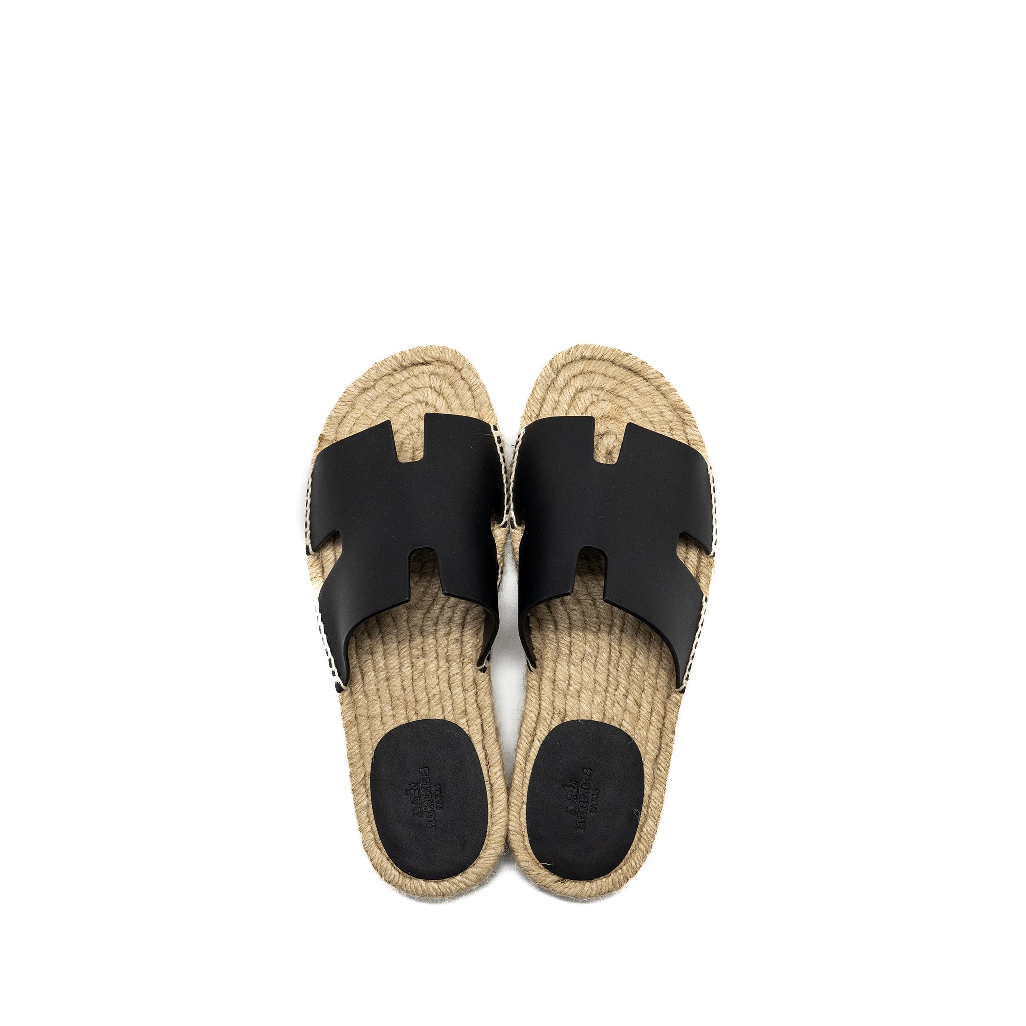 HERMES ANTIGUA ESPADRILLE CALFSKIN BLACK