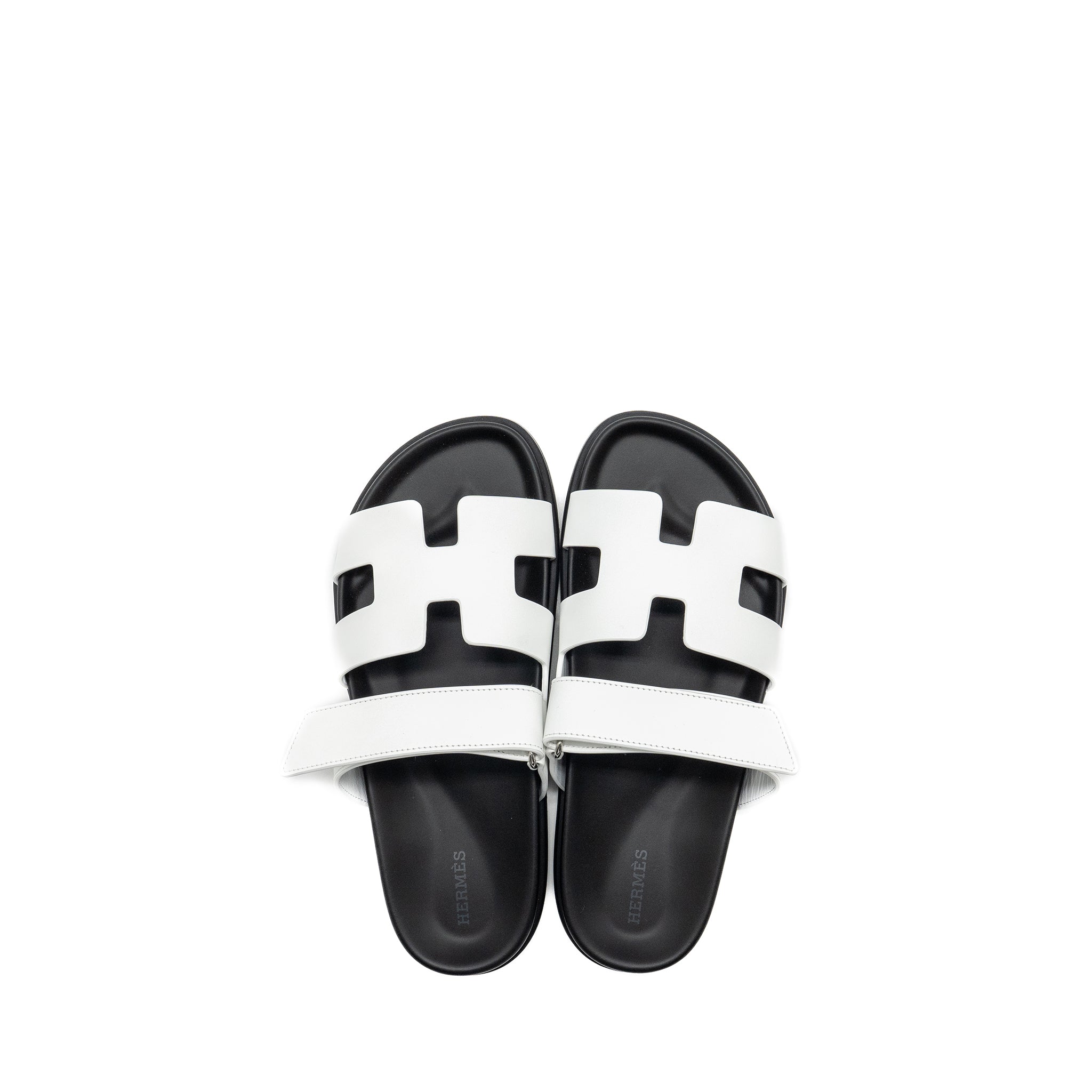 HERMES CHYPRE SANDALS WHITE/BLACK