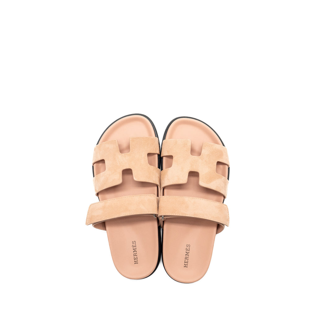 HERMES CHYPRE SANDALS CHÈVRE GOATSKIN / SUEDE NUDE
