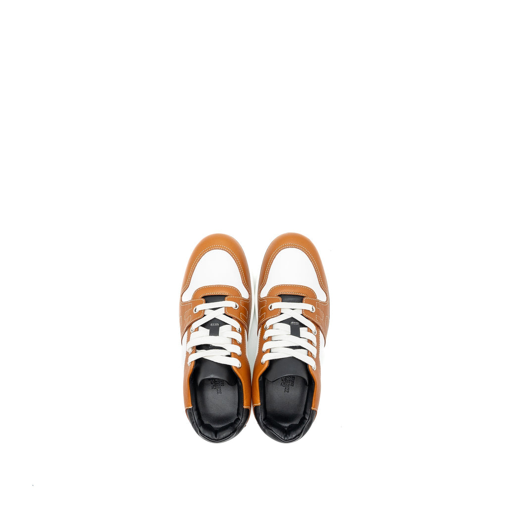 HERMES FREE SNEAKER CALFSKIN BLACK/GOLD/WHITE SHW