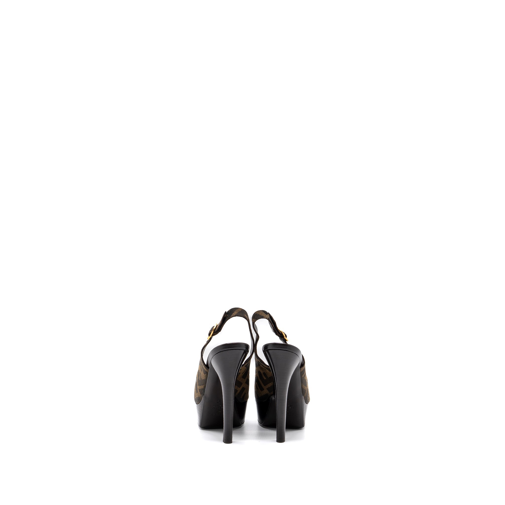 FENDI HIGH HEAL SANDALS FABRIC BROWN
