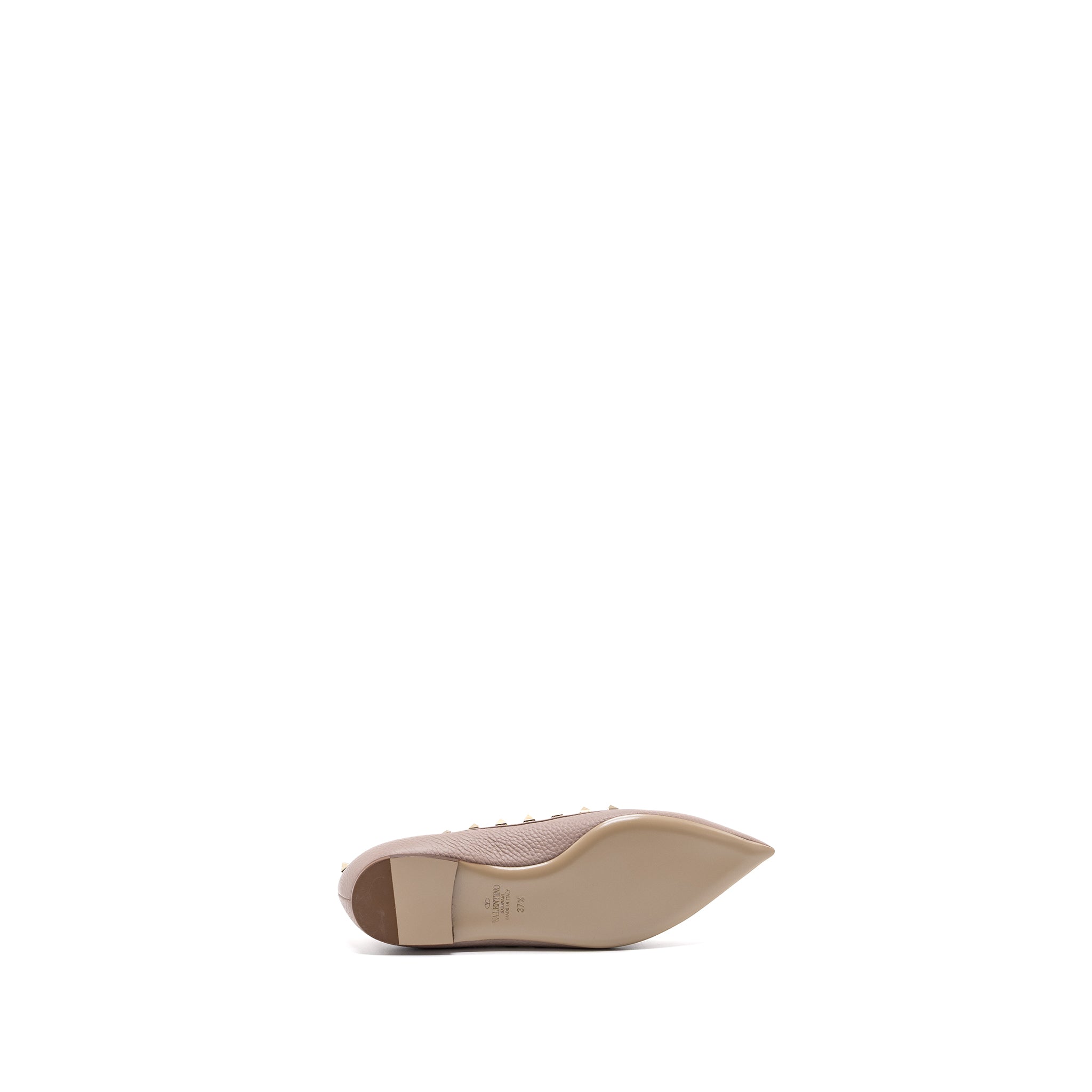 VALENTINO ROCKSTUD FLATS CALFSKIN NUDE GHW
