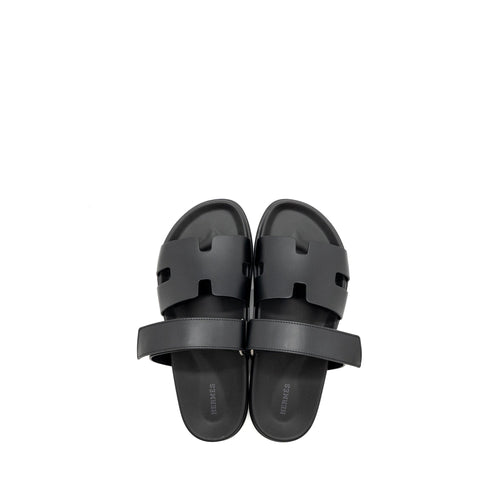 HERMES CHYPRE SANDALS CALFSKIN BLACK