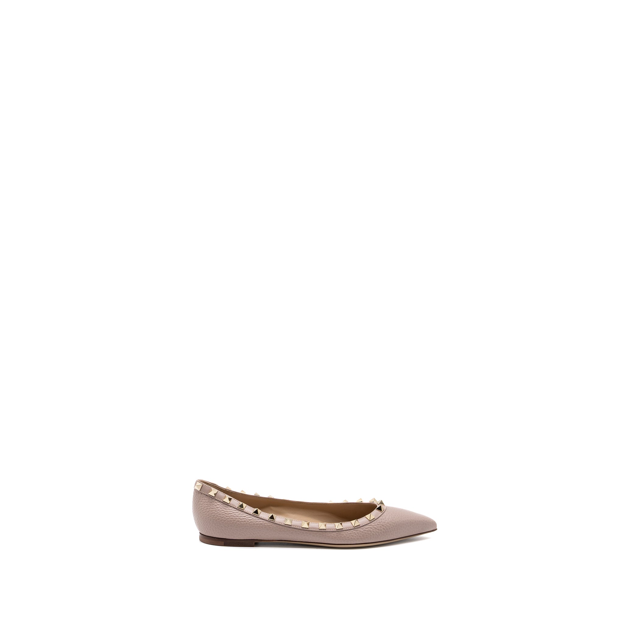 VALENTINO ROCKSTUD FLATS CALFSKIN NUDE GHW